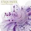 DRESHOW Fascinators Hat Flower Mesh Ribbons Feathers on a Headband and a Clip Tea Party Headwear for Girls and Women(7″ Diameter / Dark Purple & Light Purple)