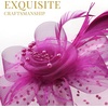 DRESHOW Fascinators Hat Flower Mesh Ribbons Feathers on a Headband and a Clip Tea Party Headwear for Girls and Women(7″ Diameter / Dark Reddish Purple)