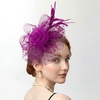 DRESHOW Fascinators Hat Flower Mesh Ribbons Feathers on a Headband and a Clip Tea Party Headwear for Girls and Women(7″ Diameter / Dark Reddish Purple)