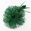 DRESHOW Fascinators Hat Flower Mesh Ribbons Feathers on a Headband and a Clip Tea Party Headwear for Girls and Women(7″ Diameter / Emerald Green)