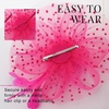 DRESHOW Fascinators Hat Flower Mesh Ribbons Feathers on a Headband and a Clip Tea Party Headwear for Girls and Women(7″ Diameter / Fuschia)