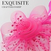 DRESHOW Fascinators Hat Flower Mesh Ribbons Feathers on a Headband and a Clip Tea Party Headwear for Girls and Women(7″ Diameter / Fuschia)