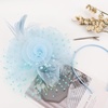 DRESHOW Fascinators Hat Flower Mesh Ribbons Feathers on a Headband and a Clip Tea Party Headwear for Girls and Women(7″ Diameter / Light Blue)