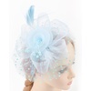 DRESHOW Fascinators Hat Flower Mesh Ribbons Feathers on a Headband and a Clip Tea Party Headwear for Girls and Women(7″ Diameter / Light Blue)