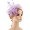 DRESHOW Fascinators Hat Flower Mesh Ribbons Feathers on a Headband and a Clip Tea Party Headwear for Girls and Women(7″ Diameter / Light Purple)