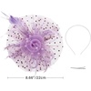 DRESHOW Fascinators Hat Flower Mesh Ribbons Feathers on a Headband and a Clip Tea Party Headwear for Girls and Women(7″ Diameter / Light Purple)