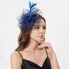 DRESHOW Fascinators Hat Flower Mesh Ribbons Feathers on a Headband and a Clip Tea Party Headwear for Girls and Women(7″ Diameter / Navy & Dark Blue)