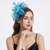 DRESHOW Fascinators Hat Flower Mesh Ribbons Feathers on a Headband and a Clip Tea Party Headwear for Girls and Women(7″ Diameter / Navy & Teal)
