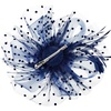 DRESHOW Fascinators Hat Flower Mesh Ribbons Feathers on a Headband and a Clip Tea Party Headwear for Girls and Women(7″ Diameter / Navy)
