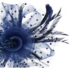 DRESHOW Fascinators Hat Flower Mesh Ribbons Feathers on a Headband and a Clip Tea Party Headwear for Girls and Women(7″ Diameter / Navy)