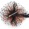 DRESHOW Fascinators Hat Flower Mesh Ribbons Feathers on a Headband and a Clip Tea Party Headwear for Girls and Women(7″ Diameter / Orange & Black)