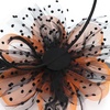 DRESHOW Fascinators Hat Flower Mesh Ribbons Feathers on a Headband and a Clip Tea Party Headwear for Girls and Women(7″ Diameter / Orange & Black)