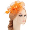 DRESHOW Fascinators Hat Flower Mesh Ribbons Feathers on a Headband and a Clip Tea Party Headwear for Girls and Women(7″ Diameter / Orange)