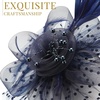 DRESHOW Fascinators Hat Flower Mesh Ribbons Feathers on a Headband and a Clip Tea Party Headwear for Girls and Women(7″ Diameter / Oxford Blue)