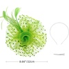 DRESHOW Fascinators Hat Flower Mesh Ribbons Feathers on a Headband and a Clip Tea Party Headwear for Girls and Women(7″ Diameter / Pea Green)