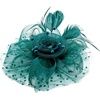 DRESHOW Fascinators Hat Flower Mesh Ribbons Feathers on a Headband and a Clip Tea Party Headwear for Girls and Women(7″ Diameter / Peacock Blue)