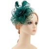 DRESHOW Fascinators Hat Flower Mesh Ribbons Feathers on a Headband and a Clip Tea Party Headwear for Girls and Women(7″ Diameter / Peacock Blue)