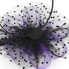 DRESHOW Fascinators Hat Flower Mesh Ribbons Feathers on a Headband and a Clip Tea Party Headwear for Girls and Women(7″ Diameter / Purple & Black)