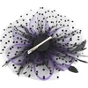 DRESHOW Fascinators Hat Flower Mesh Ribbons Feathers on a Headband and a Clip Tea Party Headwear for Girls and Women(7″ Diameter / Purple & Black)