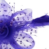 DRESHOW Fascinators Hat Flower Mesh Ribbons Feathers on a Headband and a Clip Tea Party Headwear for Girls and Women(7″ Diameter / Purple)