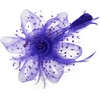DRESHOW Fascinators Hat Flower Mesh Ribbons Feathers on a Headband and a Clip Tea Party Headwear for Girls and Women(7″ Diameter / Purple)