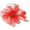 DRESHOW Fascinators Hat Flower Mesh Ribbons Feathers on a Headband and a Clip Tea Party Headwear for Girls and Women(7″ Diameter / Red)