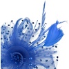 DRESHOW Fascinators Hat Flower Mesh Ribbons Feathers on a Headband and a Clip Tea Party Headwear for Girls and Women(7″ Diameter / Royal Blue)