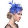 DRESHOW Fascinators Hat Flower Mesh Ribbons Feathers on a Headband and a Clip Tea Party Headwear for Girls and Women(7″ Diameter / Royal Blue)