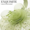 DRESHOW Fascinators Hat Flower Mesh Ribbons Feathers on a Headband and a Clip Tea Party Headwear for Girls and Women(7″ Diameter / Sage Green)