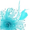 DRESHOW Fascinators Hat Flower Mesh Ribbons Feathers on a Headband and a Clip Tea Party Headwear for Girls and Women(7″ Diameter / Sky Blue)