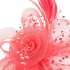 DRESHOW Fascinators Hat Flower Mesh Ribbons Feathers on a Headband and a Clip Tea Party Headwear for Girls and Women(7″ Diameter / Watermelon Red)