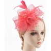 DRESHOW Fascinators Hat Flower Mesh Ribbons Feathers on a Headband and a Clip Tea Party Headwear for Girls and Women(7″ Diameter / Watermelon Red)