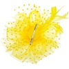 DRESHOW Fascinators Hat Flower Mesh Ribbons Feathers on a Headband and a Clip Tea Party Headwear for Girls and Women(7″ Diameter / Yellow)