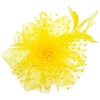 DRESHOW Fascinators Hat Flower Mesh Ribbons Feathers on a Headband and a Clip Tea Party Headwear for Girls and Women(7″ Diameter / Yellow)