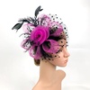 DRESHOW Fascinators Hat Flower Mesh Ribbons Feathers on a Headband and a Clip Tea Party Headwear for Girls and Women(7″ Diameter/ Black Fuschia)