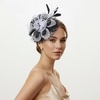 DRESHOW Fascinators Hat Flower Mesh Ribbons Feathers on a Headband and a Clip Tea Party Headwear for Girls and Women(7″ Diameter/ Black White)
