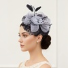 DRESHOW Fascinators Hat Flower Mesh Ribbons Feathers on a Headband and a Clip Tea Party Headwear for Girls and Women(7″ Diameter/ Black White)
