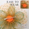 DRESHOW Fascinators Hat Flower Mesh Ribbons Feathers on a Headband and a Clip Tea Party Headwear for Girls and Women(7″ Diameter/ Green & White & Orange)
