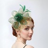 DRESHOW Fascinators Hat Flower Mesh Ribbons Feathers on a Headband and a Clip Tea Party Headwear for Girls and Women(7″ Diameter/ Green & White & Orange)