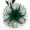 DRESHOW Fascinators Hat Flower Mesh Ribbons Feathers on a Headband and a Clip Tea Party Headwear for Girls and Women(7″ Diameter/ Green Black)