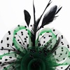 DRESHOW Fascinators Hat Flower Mesh Ribbons Feathers on a Headband and a Clip Tea Party Headwear for Girls and Women(7″ Diameter/ Green Black)