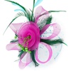 DRESHOW Fascinators Hat Flower Mesh Ribbons Feathers on a Headband and a Clip Tea Party Headwear for Girls and Women(7″ Diameter/ Green Rose Sky Blue)