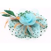 DRESHOW Fascinators Hat Flower Mesh Ribbons Feathers on a Headband and a Clip Tea Party Headwear for Girls and Women(7″ Diameter/ Green and Orange and Sky Blue)