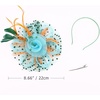 DRESHOW Fascinators Hat Flower Mesh Ribbons Feathers on a Headband and a Clip Tea Party Headwear for Girls and Women(7″ Diameter/ Green and Orange and Sky Blue)