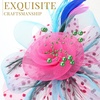 DRESHOW Fascinators Hat Flower Mesh Ribbons Feathers on a Headband and a Clip Tea Party Headwear for Girls and Women(7″ Diameter/ Hot Pink & Teal & Dark Green)