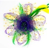 DRESHOW Fascinators Hat Flower Mesh Ribbons Feathers on a Headband and a Clip Tea Party Headwear for Girls and Women(7″ Diameter/ Purple Yellow Green)