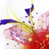 DRESHOW Fascinators Hat Flower Mesh Ribbons Feathers on a Headband and a Clip Tea Party Headwear for Girls and Women(7″ Diameter/ Red Purple Yellow)
