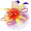 DRESHOW Fascinators Hat Flower Mesh Ribbons Feathers on a Headband and a Clip Tea Party Headwear for Girls and Women(7″ Diameter/ Red Purple Yellow)