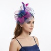 DRESHOW Fascinators Hat Flower Mesh Ribbons Feathers on a Headband and a Clip Tea Party Headwear for Girls and Women(7″ Diameter/ Royal Blue & Hot Pink & Dark Green)