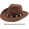 DRESHOW Women Men Classic Felt Wide Brim Western Cowboy & Cowgirl Cap Belt Buckle Retro Panama Hat Unisex Rolled up Caps(1 Pack: Coffee (Hat Circumference: 22-22.8″))